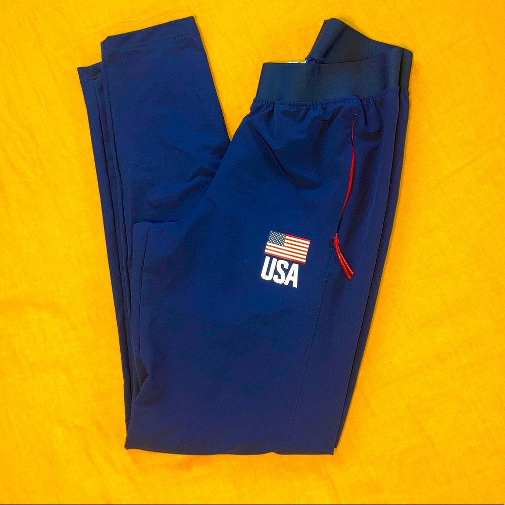 Adidas USA Athletic Pants Sz M Tall, Navy Blue